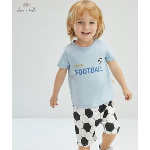 DBW17198 dave bella summer baby boys casual cartoon letter clothing sets kids fashion short sleeve sets children 2 pcs suit