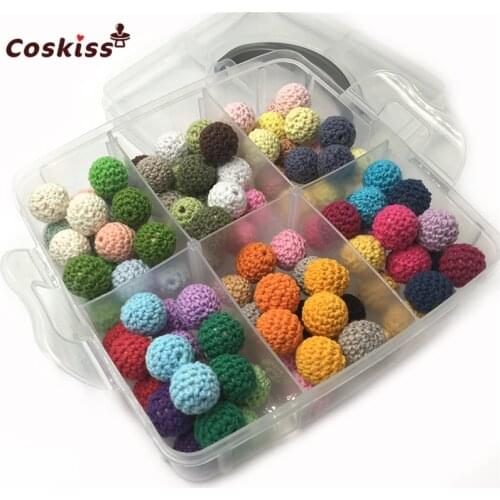 Wooden Teether 108pcs 14mm(0.55inch) Mixed Colour Crochet Beads Blending Creative Freedom For Baby Teether Necklace Decoration