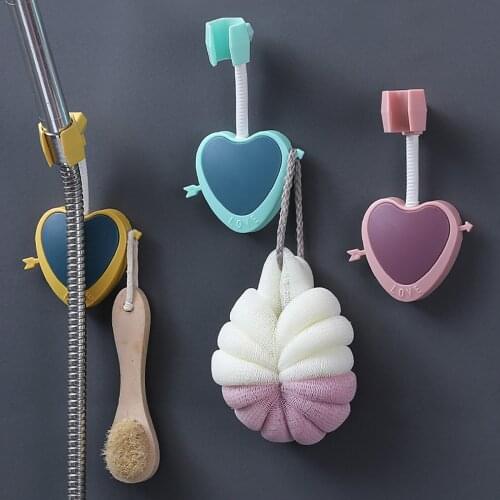 360° Shower Head Holder Adjustable Universal Self-Adhesive Showerhead Bracket Wall Mount With 2 Hooks Stand Bathroom Accessories