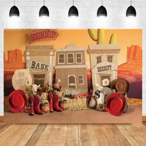 Desert View Scenic Theme Photography Backdrop Baby Shower Cowboy Hat Boots Newborn Men Adult Portrait Art Photo Backgrounds