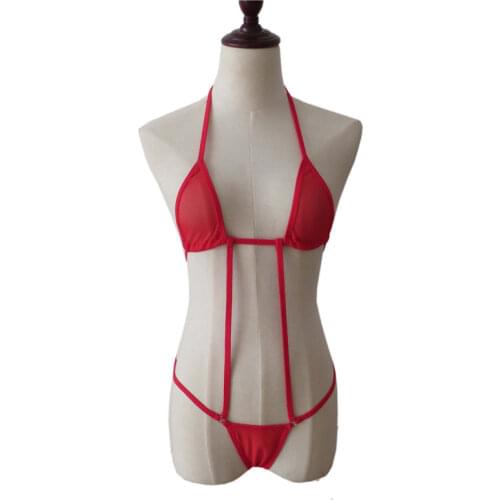 Bikini 2020 Sexy Solid color Hanging neck Cutout String Exposed Girl spa swimwear women one piece swimsuit women biquini bikinis