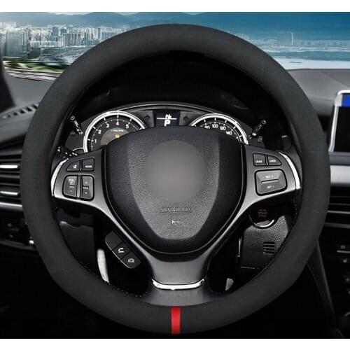 MIDOON Carbon Fiber Cow Leather Car Steering Wheel Cover For Suzuki Vitara Swift Jimny SX4 S Cross Dzire Celerio Ertiga APV