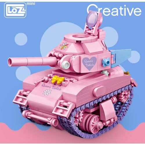 LOZ Mini Building Blocks Pink Tank Cute Turn Assemable Kids Educational Toys for Children Creator Technic Girl Play House