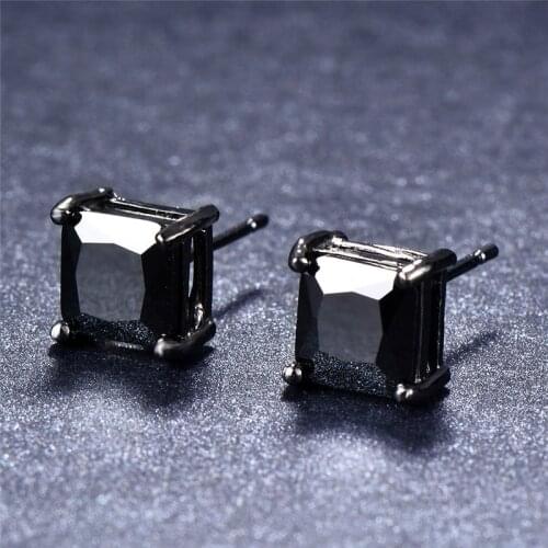 Minimalist 4/5/6/7mm Female Black Gold Earrings Classic Small Square Earrings Fashion Black Stud Earrings For Men And Women