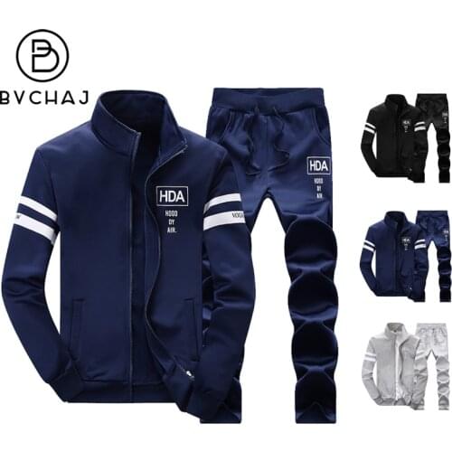 Mens Fall/Winter Sportsuit 2 Piece Full Zip Jogging Jacket + Buttonbody Training Trousers Casual Fleece Sportsuit MensClothing