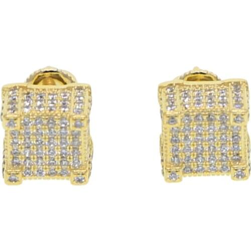 2019 mens bling ear jewelry 2 colors screw back micro pave cz earring for men cool hip hop minimalist earring gold color