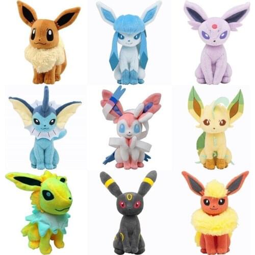 Pokemon Stuffed Plush doll Toy 22CM Pikachu Eevee Glaceon Leafeon Umbreon Espeon Jolteon Vaporeon Flareon Pet Elves Gift