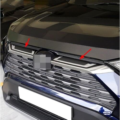 For Toy ota RAV4 RAV-4 XA50 2019 2020 Accessories Front Grille Trim net Grille Cover Carbon fiber color