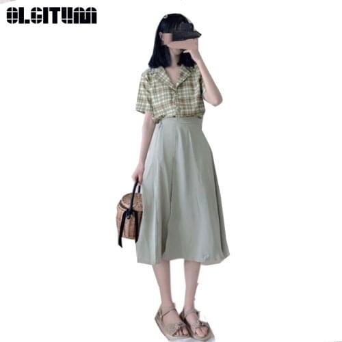 New 2020 Summer Skirt Sweet and Gentle Style Sleek Chiffon Milk Green Fashion Loose OL Female Skirt SK458