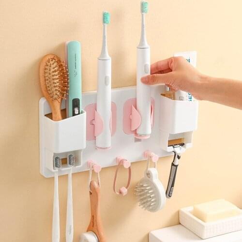 New Plastic Toothbrush Holder Toothpaste Storage Rack Shaver Tooth Brush Dispenser Bathroom Organizer Accessories Storage Tools