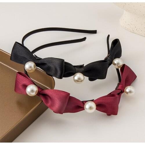 New Style Pearl Hairband Retro French Bow Head Jewelry For Women Factory Direct Sales