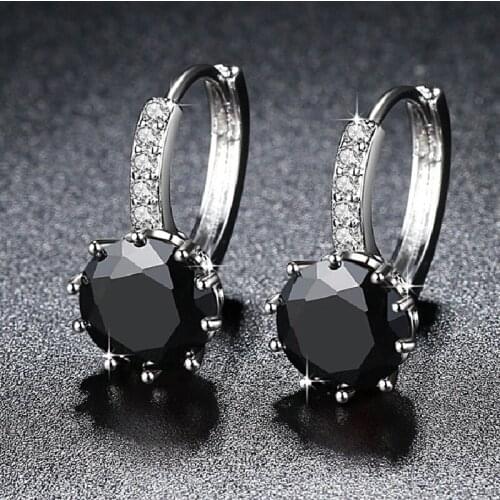 Wholesale 6 pairs of earrings elegant round zircon ear studs shiny crystal zircon multicolor earrings ladies fashion jewelry new