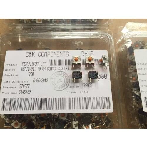 Original French C&k Waterproof dust silicone touch switch 7*7*4.3 with bracket button Side inline 2 feet