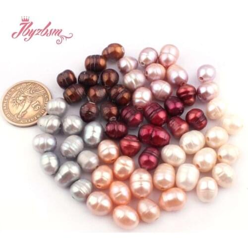 9-10mm Oval Colorful Freshwater Pearl Natural Stone Loose Beads For Necklace Bracelat Earring Jewelry Making 100 Pcs (2mm Hole)