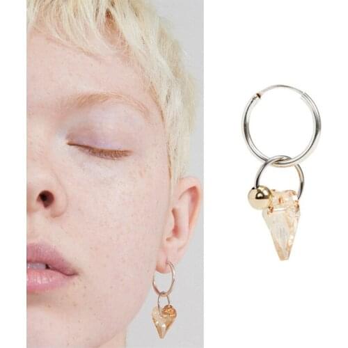 Gold and silver color matching heart-shaped crystal pendant simple earrings female earring ear jewelry earrings