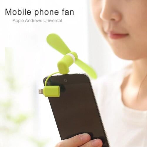 Mini 2 In 1 Portable Micro USB Fan Type-C Phone Fans For IPhone 5 6S 7 Plus 8 X XS XR Fan For Samsung HTC Android OTG Phones