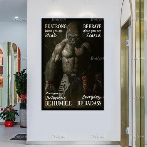 Gorilla Retro Poster Boxer Boxing Poster Be Strong When You Are Weak Wall Art Prints Home Decor Canvas Unique Gift