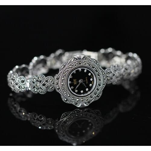 S925 pure silver ornaments Thailand process to restore ancient ways ms bracelet watches Light and decoration