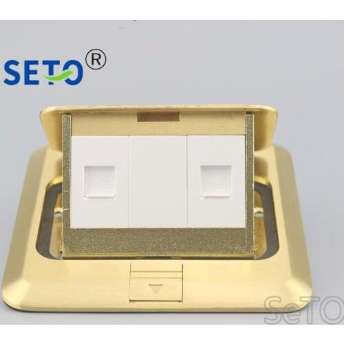 SeTo Pop-up Type Floor Socket Two Network Lan RJ45 CAT6 Wall Plate Socket Keystone Floor Receptacle
