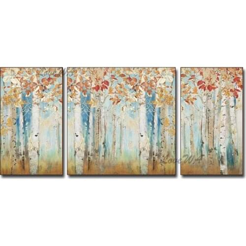 Modern Abstract 3 Group Textured Tree Oil Painting Art Canvas Wall Hangings Paintings Artwork Home Showpiece For Living Room