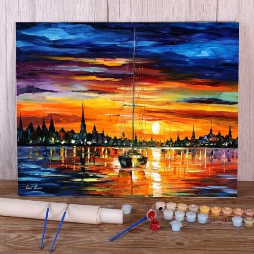 Calm Sunset DIY Paint By Numbers Set Acrylic Paints 40*50 Canvas Pictures New Design For Adults Art