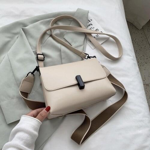Crossbody Bags For Women 2021 Solid Color Wide strap Shoulder bags Small PU Leather Female Handbags Fashion Lady messenger Bag