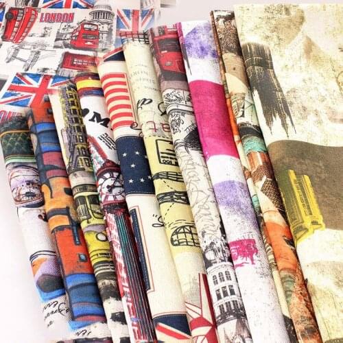 Polyester Linen Printed Fabric Durable Moisture Absorption Breathable Reactive Dyeing Sofa Curtain Background Fabrics Cloth