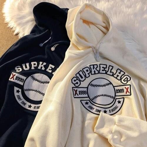 American Hip Hop Baseball Letter Printed Hoodies Women Aesthetic Clothes for Teens Casual Fashion Sweatshirt 2021 Autumn New ins