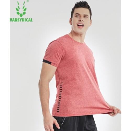 VANSYDICAL Sports T Shirt Men Running Tees Fitness Gym Clothing Male Quick Dry Active Sportwear Workout Short Sleeve Shirts