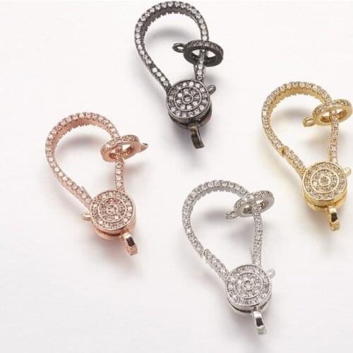 5pcs Brass Micro Pave Cubic Zirconia Lobster Claw Clasps Mixed Colors Lobster Claw Swivel Clasps DIY Jewelry Fastener30x13x4.5mm