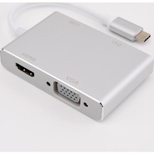 Factory supply 4 IN 1 USB 3.1 Type C to HDMI+VGA+DVI + 3.0 USB Female Conversion Adapter