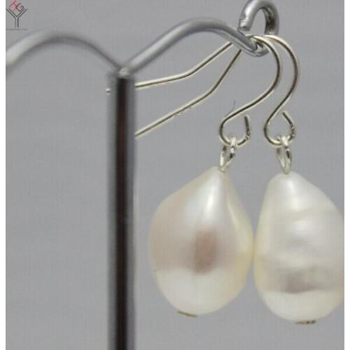 10 pairs / lot women Jewelry Earrings 12x13mm white pearl baroque beads dangle hook earring natural freshwater pearl