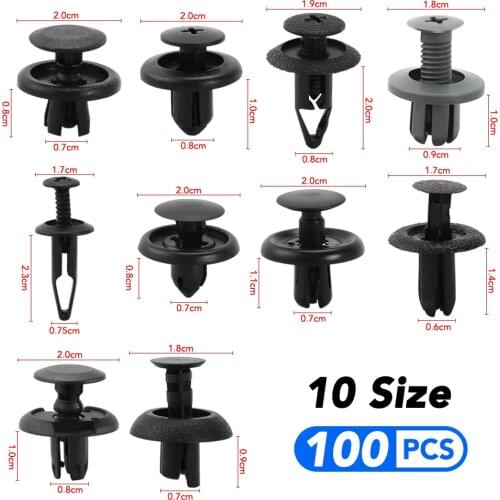 100Pcs Mixed Auto Fastener Car Bumper/Door/Fender Clips Retainer For Peugeot 307 Citroen C4 C5 Honda Civic Accord CRV Lada Vesta