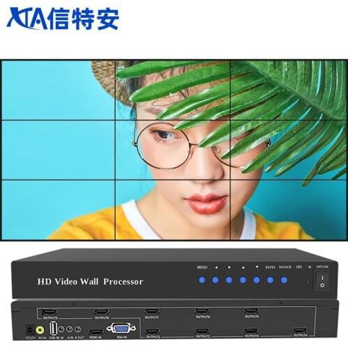 3×3 3840*2160P@60Hz video wall processor HDMI 1×4 1×5 2×2 3×2 2×3 LCD tv wall controller 1 input 9 HDMI output