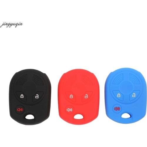 Jingyuqin 3 Buttons Silicone Car Key Cover FOB Case For Ford Explorer Edge Mustang Expedition Taurus Fusion