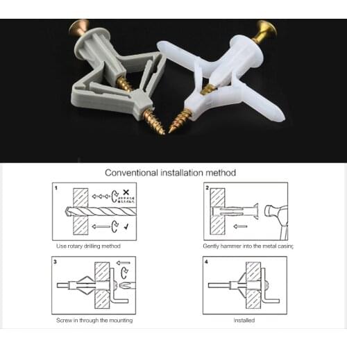 50 Set Nylon Plastic Expansion Screws Anchor Bolt Pipe Toggle Anchor With Plasterboard Wall High Quality And Practical