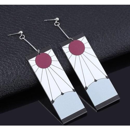 Acrylic Drop Earrings Demon Slayer Kimetsu no Yaiba Blade of Ghost Earings For Women Men Cosplay Jewelry Accessories Gift