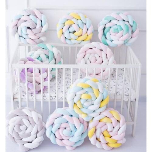 2M 4 Knotted Crib Bumpers Nursery Decor For Babies Cot Bumper Bed Barriers Baby Bed Bumper Room Pillow Protector