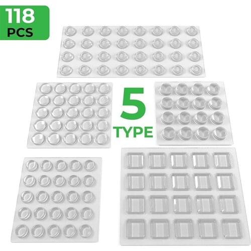 118PCS Cabinet Door Bumper of various size of silicone material for kitchen cabinet self-adhesive damper pad for door stopper