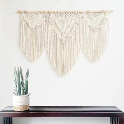 Large Macrame Wall Hanging Tapestry Bohemian Style Handwoven Cotton Rope Easy To Install Curtain Wedding Photo Backdrop Tapestry