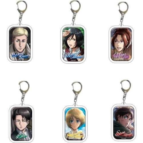 Attack on Titan anime Eren Ackerman Rivaille Levi Acrylic Pendant Figure Keychain Keyring Collection Model Toy Gifts Cosplay
