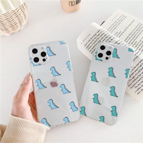 Dinosaur Crocodile Phone Case for iPhone 12 11 Pro Max 6s 7 8 Plus SE 2020 X XS MAX XR Cute Soft Clear Transparent Back Cover