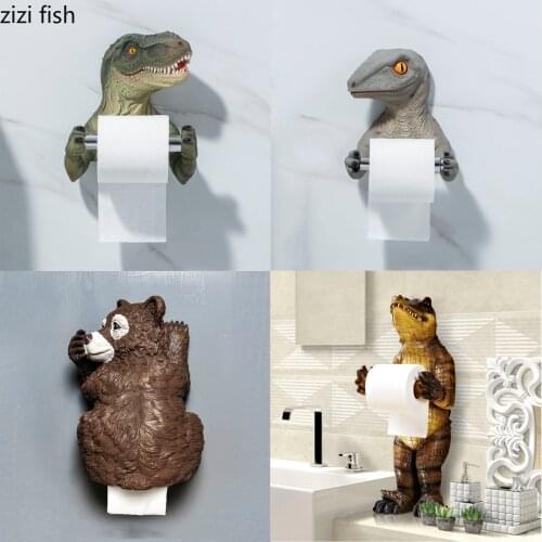 Fierce Beast Tissue Holder Crocodile/dinosaur/bear Toilet Paper Towel Dispenser Wall Mounted Punch-free Paper Towel Holder