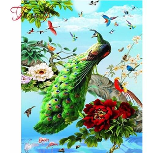 Bricolage 5D peinture diamant complet point de croix paon mosaïque diamant broderie couture modèles kits strass