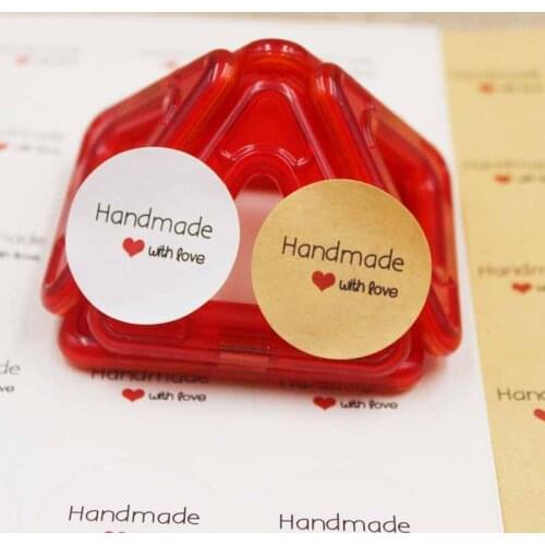 Feiluan 100pcs multi style paper self adhesive Handmade sticker labels .Gold foil trasparent Thank you sticker labels 29*33mm