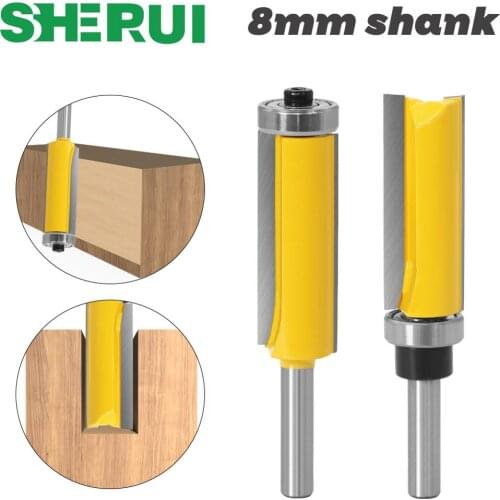 1pc 8mm Flush Trim Pattern Router Bit Top & Bottom Bearing Bits Milling Cutter For Wood Woodworking Cutters