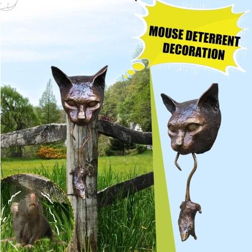 Hot Vicious Cat Door Knocker Sculpture Ornament Home Decor Garden Decor Enemy Pest Repellent Mouse Metal Statue Protect Plants