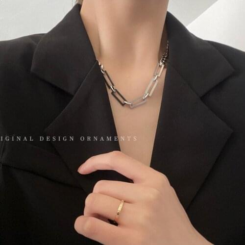 Kpop Gotic Stainless Steel Cuban Link Chain Kette Grunge Womens Mens Necklace Jewelry 2021 Matching Necklaces For Couples