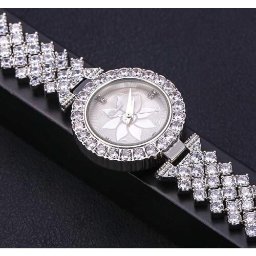 Jankelly Qualtiy AAA Zircon Elements Leaf Austrian Crystal Bracelet Watch for Wedding Party Fashion Jewelry Made with Wholesale