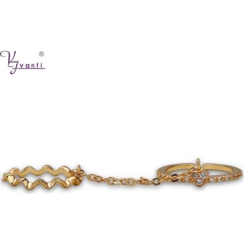 Kfvanfi Simple Chain Adjustable Knuckle Rings Set For Women Zirconia Finger Elegant Joint Ring Party Accessories Jewelry